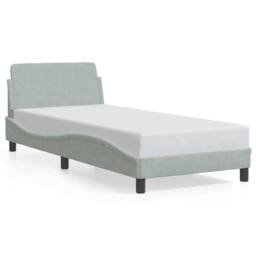Berkfield Home Bed Frame without Mattress Light Grey 90x190 cm Single Velvet - thumbnail 2