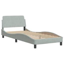 Berkfield Home Bed Frame without Mattress Light Grey 90x190 cm Single Velvet - thumbnail 3