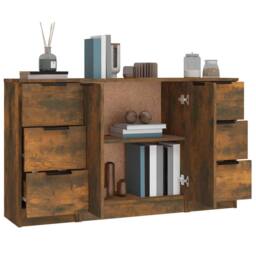 Berkfield Home Sideboards 3 pcs Smoked Oak Engineered Wood in Brown - thumbnail 5