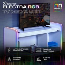 "X Rocker Electra TV Unit for up to 42"" TV's, Shelves & LED Lights in White" - thumbnail 2