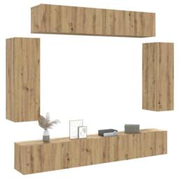 Berkfield Home Classic 6 Piece TV Cabinet Set Wall-mounted Artisan Oak Engineere in Brown - thumbnail 2