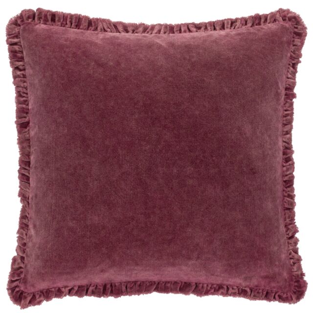 Yard Bertie 100% Cotton Velvet Cushion in Dark Red - Size: 45 cm x 45 cm - image 1