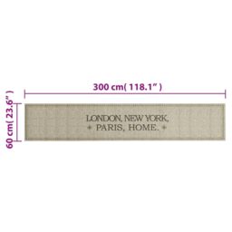 Berkfield Home Kitchen Rug Washable Capital Home 60x300 cm Velvet in Taupe - thumbnail 5