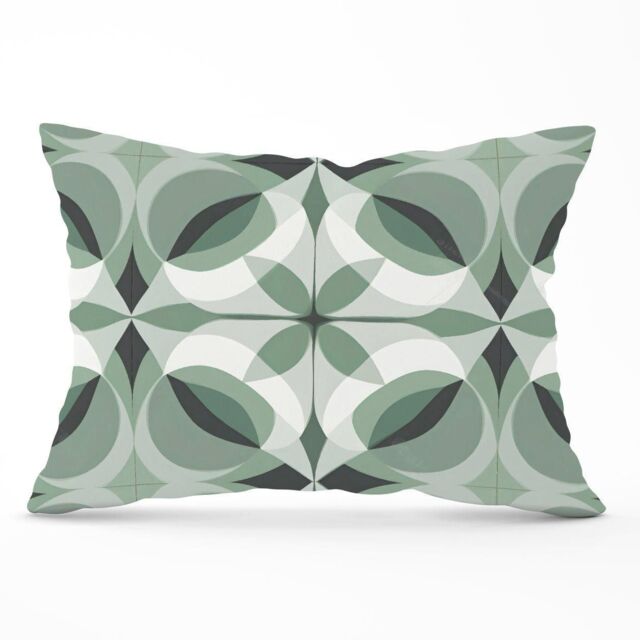 Warren Reed - Designer Geometric Green Grey Cushions - Size: 60 cm x 60 cm - image 1