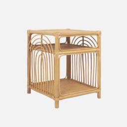 sweeek Rattan Nightstand 1 Shelf 1 Compartment (set Of 2) in Light Brown - thumbnail 2