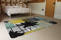 Benjamin Tate Design Geometric Shape & Leaf Print In Yellow & Green Rug in Natural - Size: Large - thumbnail 3