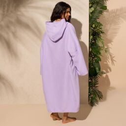 OHS Women's Poncho Oversized Hooded Towel Bath Beach Robe in Purple - thumbnail 5