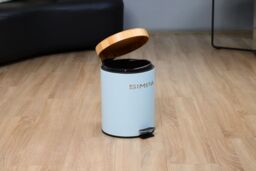simpa 5L Soft-Closing Pedal Dustbin with Bamboo Lid in Light Blue - thumbnail 2