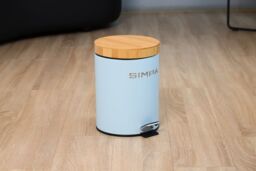 simpa 5L Soft-Closing Pedal Dustbin with Bamboo Lid in Light Blue - thumbnail 3