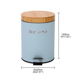 simpa 5L Soft-Closing Pedal Dustbin with Bamboo Lid in Light Blue - thumbnail 5
