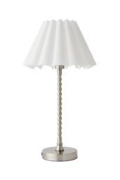 ValueLights Maeve White Scallop Pleated Taper Shade Brushed Chrome Bobbin Bobbles Table Lamp in Silver - thumbnail 6
