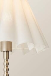 ValueLights Maeve White Scallop Pleated Taper Shade Brushed Chrome Bobbin Bobbles Table Lamp in Silver - thumbnail 4