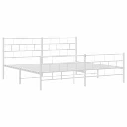 Berkfield Home Metal Bed Frame with Headboard & Footboard White 193x203 cm - thumbnail 5