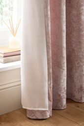 Catherine Lansfield 'Crushed Velvet' Lined Eyelet Curtains in Pink - Size: 168 cm width x 229 cm drop - thumbnail 4