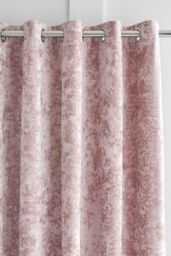 Catherine Lansfield 'Crushed Velvet' Lined Eyelet Curtains in Pink - Size: 168 cm width x 229 cm drop - thumbnail 2
