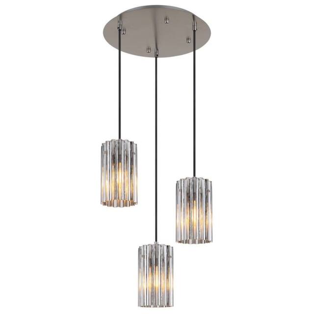 Netlighting Cayden Cluster Pendant Nickel Matt Glass Shade 3x E27 in Grey - image 1