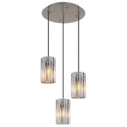 Netlighting Cayden Cluster Pendant Nickel Matt Glass Shade 3x E27 in Grey - thumbnail 1