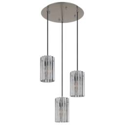Netlighting Cayden Cluster Pendant Nickel Matt Glass Shade 3x E27 in Grey - thumbnail 2
