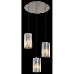 Netlighting Cayden Cluster Pendant Nickel Matt Glass Shade 3x E27 in Grey - thumbnail 3