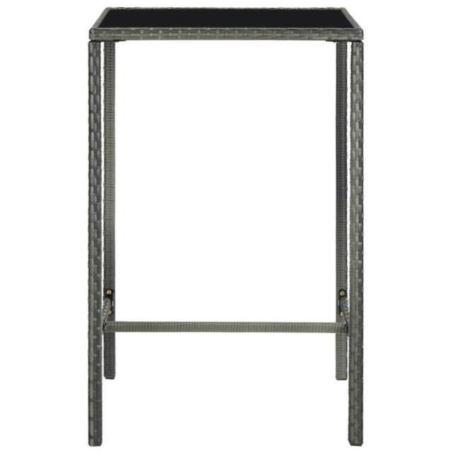 Berkfield Home Garden Bar Table Grey 70x70x110 cm Poly Rattan & Glass - Size: 70 x 70 x 110 cm - image 1