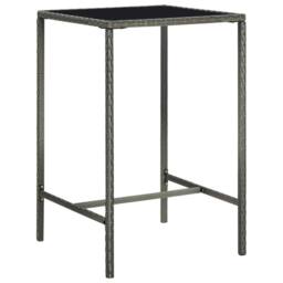 Berkfield Home Garden Bar Table Grey 70x70x110 cm Poly Rattan & Glass - Size: 70 x 70 x 110 cm - thumbnail 2