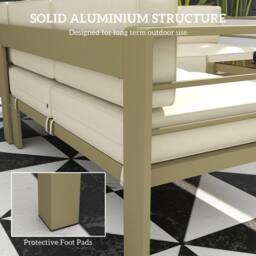 OUTSUNNY 5 PCs Garden Sofa Set w/ Cushions, Aluminium Furniture Sets in Cream - thumbnail 4