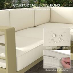 OUTSUNNY 5 PCs Garden Sofa Set w/ Cushions, Aluminium Furniture Sets in Cream - thumbnail 5