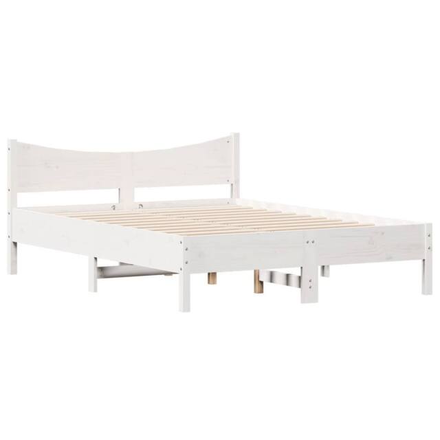 Berkfield Home Beautiful Bed Frame without Mattress White 135x190 cm Double Soli - image 1