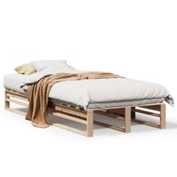 Berkfield Home Modern Bed Frame without Mattress 90x200 cm Solid Wood Pine in Light Brown - thumbnail 3