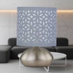 First Choice Lighting Set of 2 Jenson - Brushed Chrome Touch Table Lamps Grey Cut Out Shade in Silver - thumbnail 4