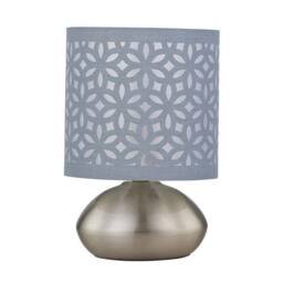 First Choice Lighting Set of 2 Jenson - Brushed Chrome Touch Table Lamps Grey Cut Out Shade in Silver - thumbnail 2