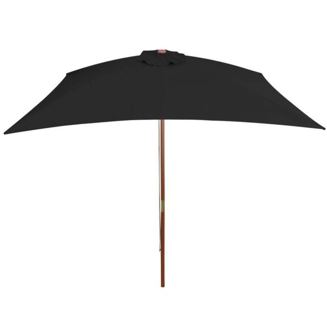 Berkfield Home Outdoor Parasol with Wooden Pole Black 200x300 cm - image 1
