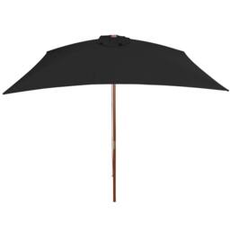 Berkfield Home Outdoor Parasol with Wooden Pole Black 200x300 cm - thumbnail 1