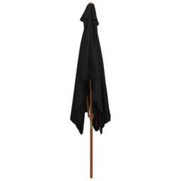 Berkfield Home Outdoor Parasol with Wooden Pole Black 200x300 cm - thumbnail 4