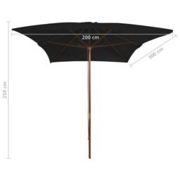 Berkfield Home Outdoor Parasol with Wooden Pole Black 200x300 cm - thumbnail 6