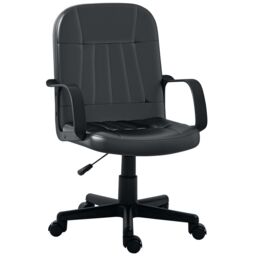 HOMCOM Swivel Executive Chair PU Leather Computer Desk Chair Office Furniture in Black - thumbnail 2