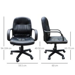 HOMCOM Swivel Executive Chair PU Leather Computer Desk Chair Office Furniture in Black - thumbnail 3