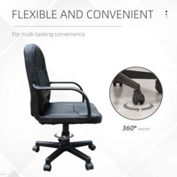 HOMCOM Swivel Executive Chair PU Leather Computer Desk Chair Office Furniture in Black - thumbnail 5