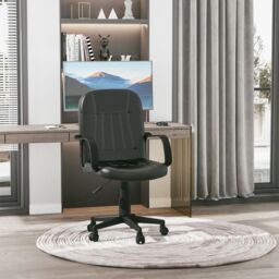 HOMCOM Swivel Executive Chair PU Leather Computer Desk Chair Office Furniture in Black