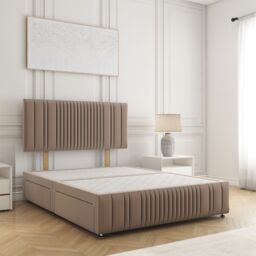 "BSSPOKE Rosie Plush Velvet Divan Bed 24""Headboard 2Drawers Footend No Mattress in Bronze - Size: Small Double" - thumbnail 1