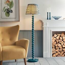 Netlighting Higgledy Gloss Blue Floor Lamp Blue Fabric Ripple Shade 40cm E27 - thumbnail 2