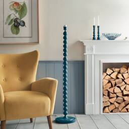 Netlighting Higgledy Gloss Blue Floor Lamp Blue Fabric Ripple Shade 40cm E27 - thumbnail 5