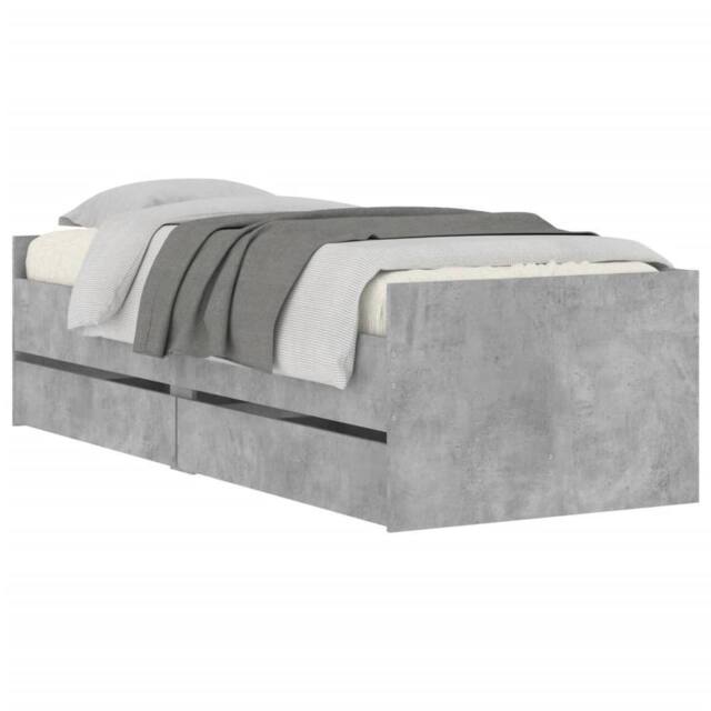Berkfield Home Modern Bed Frame with Drawers without Mattress Concrete Grey 90x200 cm - image 1