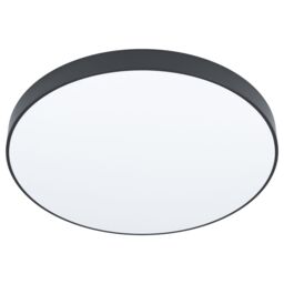 Loops Flush Ceiling Light Colour Black Shade White Plastic Bulb LED 24W Included