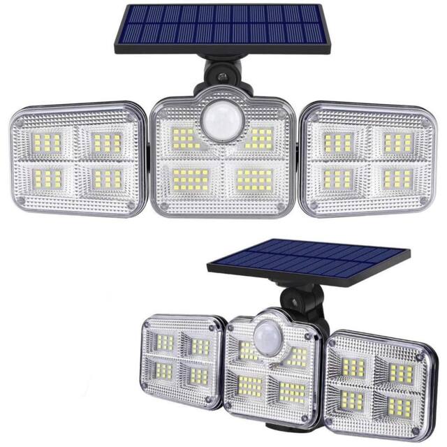 KORVIXA Solar Wall Light 120 LED Motion Sensor in Black - Size: 40 cm diameter x 25 cm high - image 1