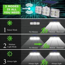 KORVIXA Solar Wall Light 120 LED Motion Sensor in Black - Size: 40 cm diameter x 25 cm high - thumbnail 4