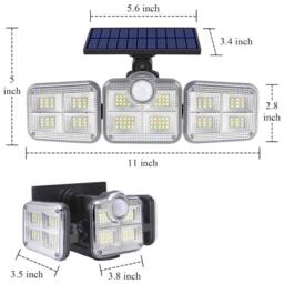 KORVIXA Solar Wall Light 120 LED Motion Sensor in Black - Size: 40 cm diameter x 25 cm high - thumbnail 2