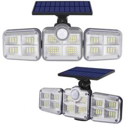 KORVIXA Solar Wall Light 120 LED Motion Sensor in Black - Size: 40 cm diameter x 25 cm high - thumbnail 1
