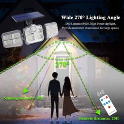KORVIXA Solar Wall Light 120 LED Motion Sensor in Black - Size: 40 cm diameter x 25 cm high - thumbnail 3