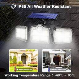 KORVIXA Solar Wall Light 120 LED Motion Sensor in Black - Size: 40 cm diameter x 25 cm high - thumbnail 5